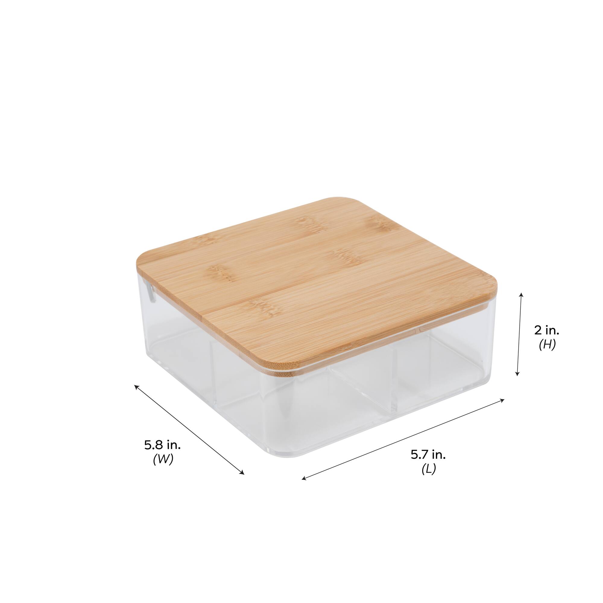 Simplify Bamboo Lid & Mirror Clear Compartment Organizer